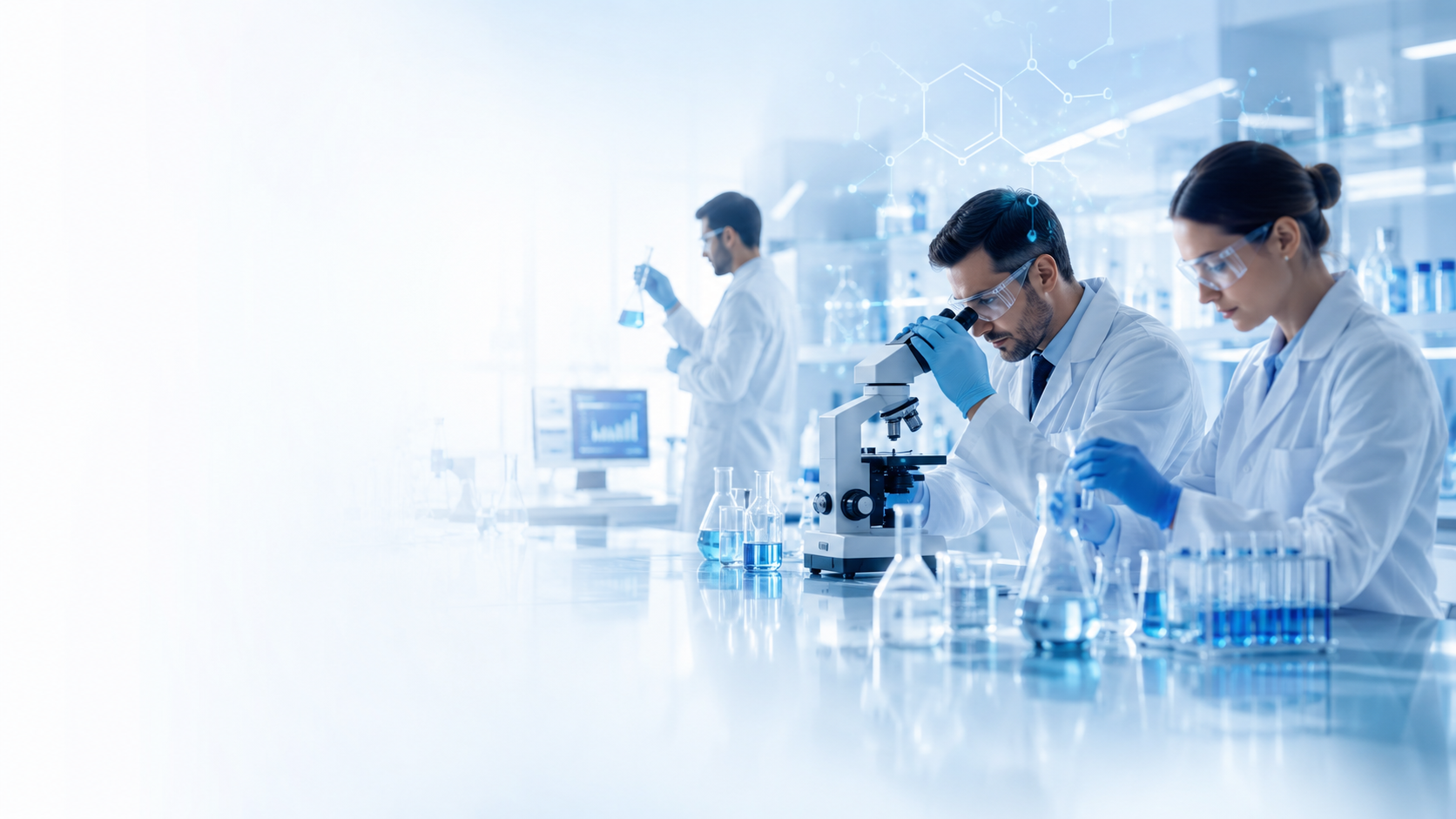 Research scientists working in a modern laboratory